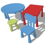 Assortment of Ikea Mammut tables, chair and stool....