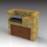 Basic brick barbecue with storage compartment; app...