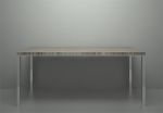 Table with solid wood top and chromed steel legs