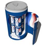Tabletop fridge with Pepsi cans.
Note that this i...
