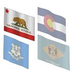 The state flags of California, Colorado, Connectic...