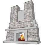 A raging fireplace.