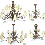 Ranges of siecle chandeliers
in bronze finished