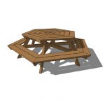 Hexagonal timber picnic table
