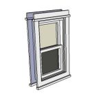 Double hung wood window with casing