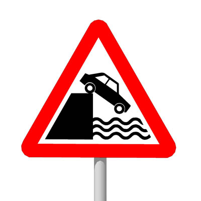 European warning sign: Quayside or river bank  Qua.... 