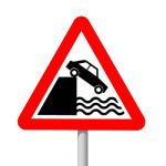 European warning sign: Quayside or river bank  Qua...