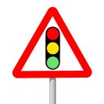 European warning sign: Traffic signals ahead  Sign...