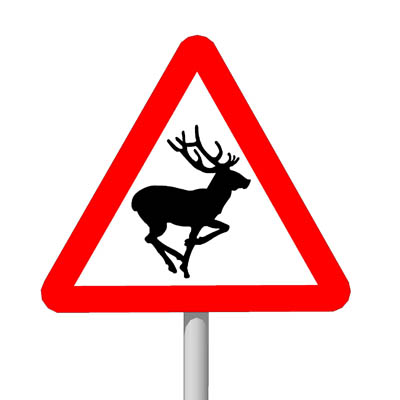 European warning sign: Wild animals  Animaux libre.... 