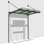 This small glass canopy features a gutter and down...