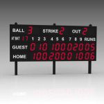 Baseball scoreboard. Each scoring field contains a...