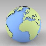 A simple globe with vertical axis and floating lan...