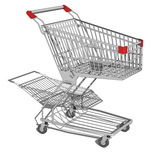 Set of two very low poly shopping carts.. 