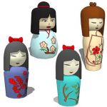 Kokeshi dolls ,approx ht of doll is 20cm