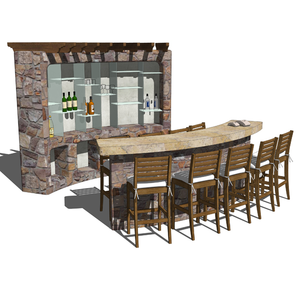 Set of 4 different outdoor furnishings such as a B.... 