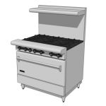Commercial Kitchen Range. 6 Burner, Wide Oven Opti...
