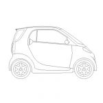 2d drawing of a Smart car - side view