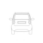2d drawing of a Smart car - back view