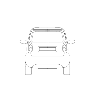2d drawing of a Smart car - back view. 