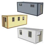 Three portable offices with front entry.
