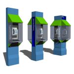 Set of three phone booths.