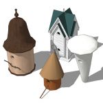 An eclectic collection of bird houses suitable for...