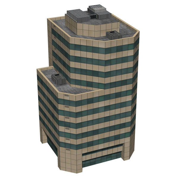 Three low-poly buildings.. 