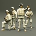 Military figures, various positions.