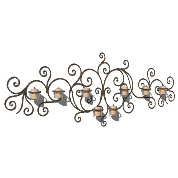 4 different wrought iron wall hung candle holders.. 