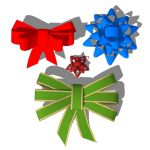 Ribbons and bows for gift wrapping presents.  Each...