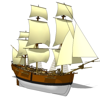 Sailing ship based on Captain Cook's vessel HMB En.... 
