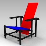 Red-blue chair; designed by Gerrit Rietveld