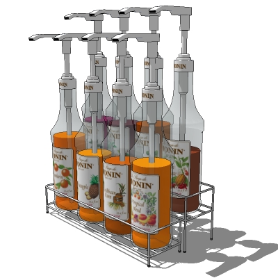 Eight bottle display rack for syrup, sauces or dri.... 