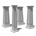 Square, tapered columns, with panelled faces and c...