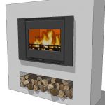 Wood burning stove with log pile. This is an inser...