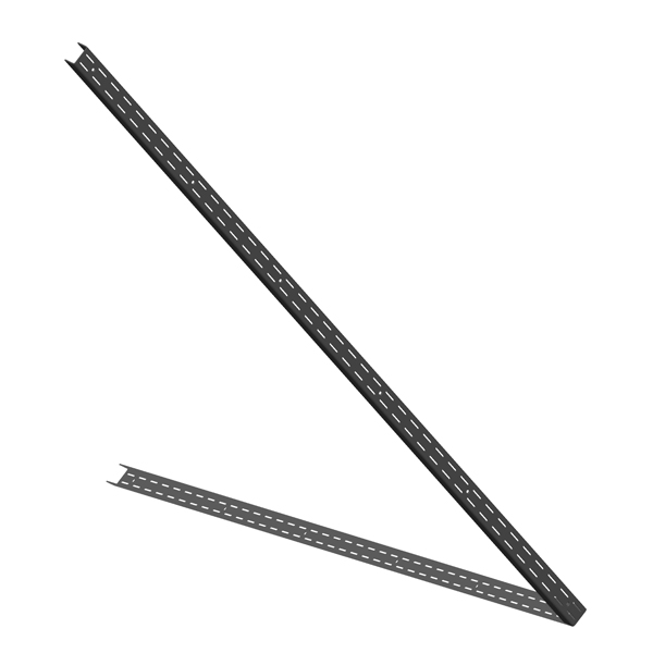 Steel rails for modular wall 
mounted shelves. 