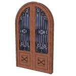 Round Top Iron-Glass Double Door 6'wide x 10' tall