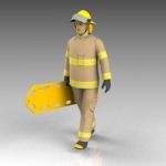 Fireman carrying backboard. The figure can be used...