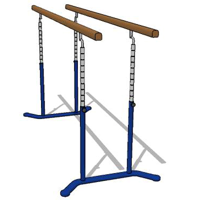 Collection of gymnastic equipment. 