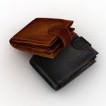 Leather men's wallet. Folded 
up.