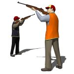 Single model of a men hunting, shooting.