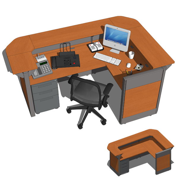 3 different Reception Desks arrangements. Models c.... 