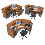 3 different Reception Desks arrangements. Models c...