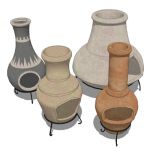 A set of 4 outdoor fireplaces called Chimeneas.