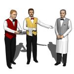 Three elegant male waiters.