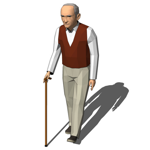 Two models of elderly men 
walking... 