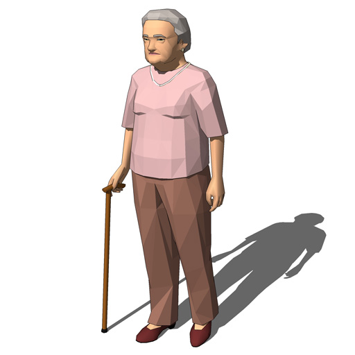 Two models of elderly women 
walking.. 