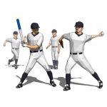Four models of adult baseball 
players.