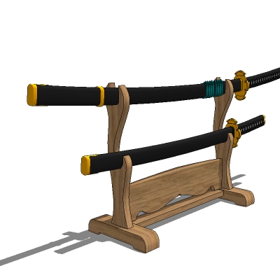 Samurai sword (katana) on rack. 