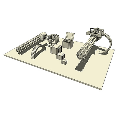 Detailed Minigun set with various accessories incl.... 